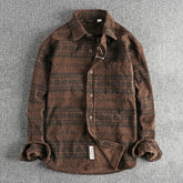Men's Vintage Totem Printed Washed Corduroy Long-sleeved Shirt